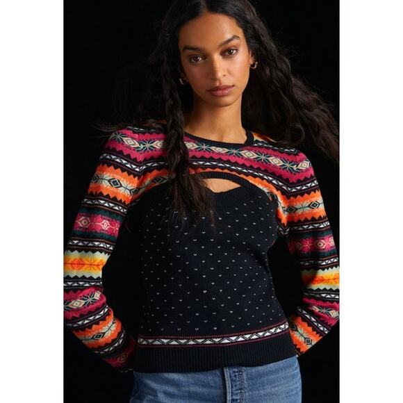 Maeve By Anthropologie Abstract Sweater Shrug 2 pc set Size: XS - Picture 1 of 10